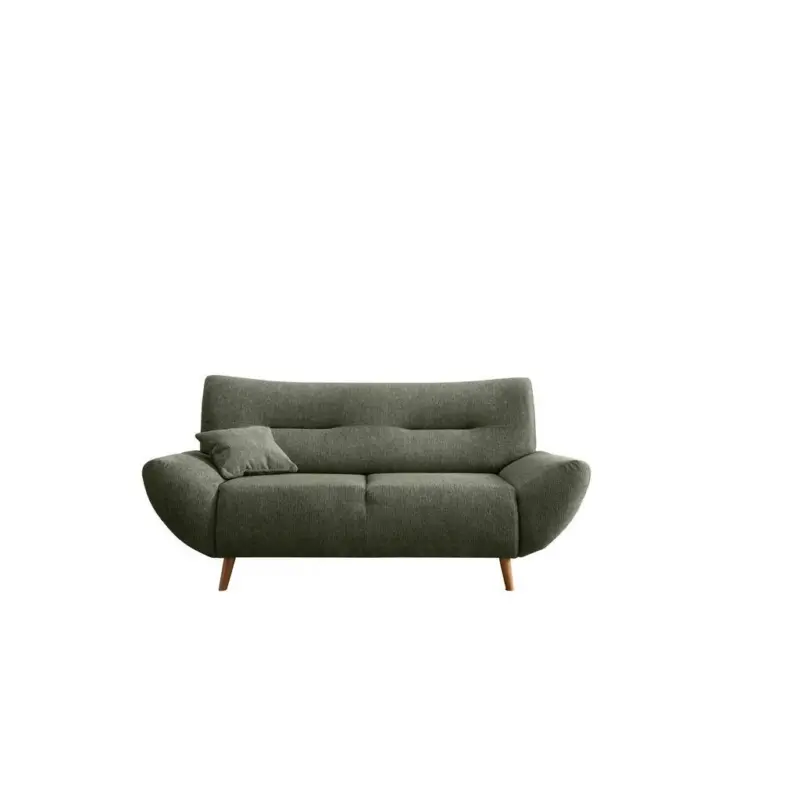 2-Sitzer-Sofa Chenille Dunkelgr&uuml;n, R&uuml;cken echt