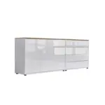 M&ouml;belix Sideboard Mailand Wei&szlig;/ Wei&szlig; HG/Eiche Dekor B: 184,5cm