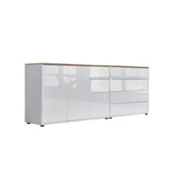 Sideboard Mailand Wei&szlig;/ Wei&szlig; HG/Eiche Dekor B: 184,5cm