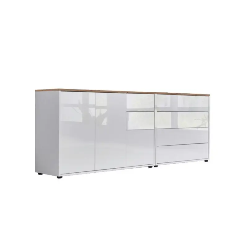 Sideboard Mailand Wei&szlig;/ Wei&szlig; HG/Eiche Dekor B: 184,5cm