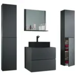 M&ouml;belix Badm&ouml;bel-Set 5--Teilig. Lendas B: 127 cm Anthrazit Dekor