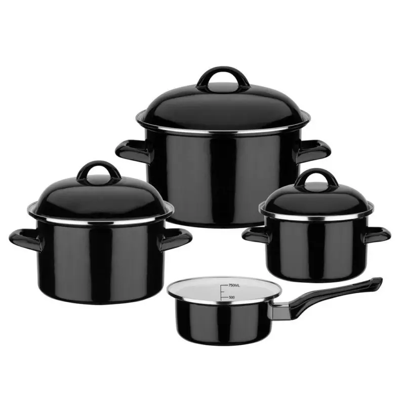 Kochtopfset Black & White Schwarz, 4-Teilig