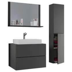 Badm&ouml;bel-Set 4--Teilig. Lendas 114 cm Anthrazit