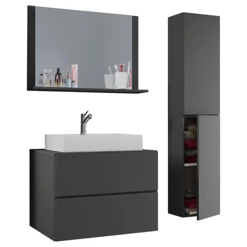 Badm&ouml;bel-Set 4--Teilig. Lendas 114 cm Anthrazit