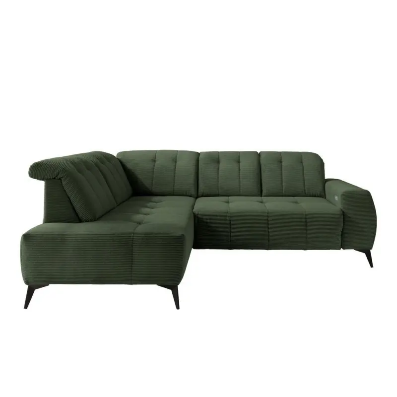 Ecksofa mit USB Anschluss Sano, Dunkelgr&uuml;n,S: 200x261 cm