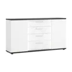 M&ouml;belix Kommode Venezia Eiche dunkel/Wei&szlig; B: 161,4 cm