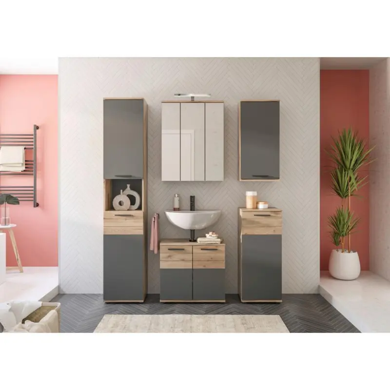 BADEZIMMER Mason Grau Eiche Dekor