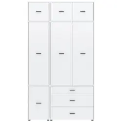 Dreht&uuml;renschrank m. Schubladen 135 cm Kivo, Wei&szlig;
