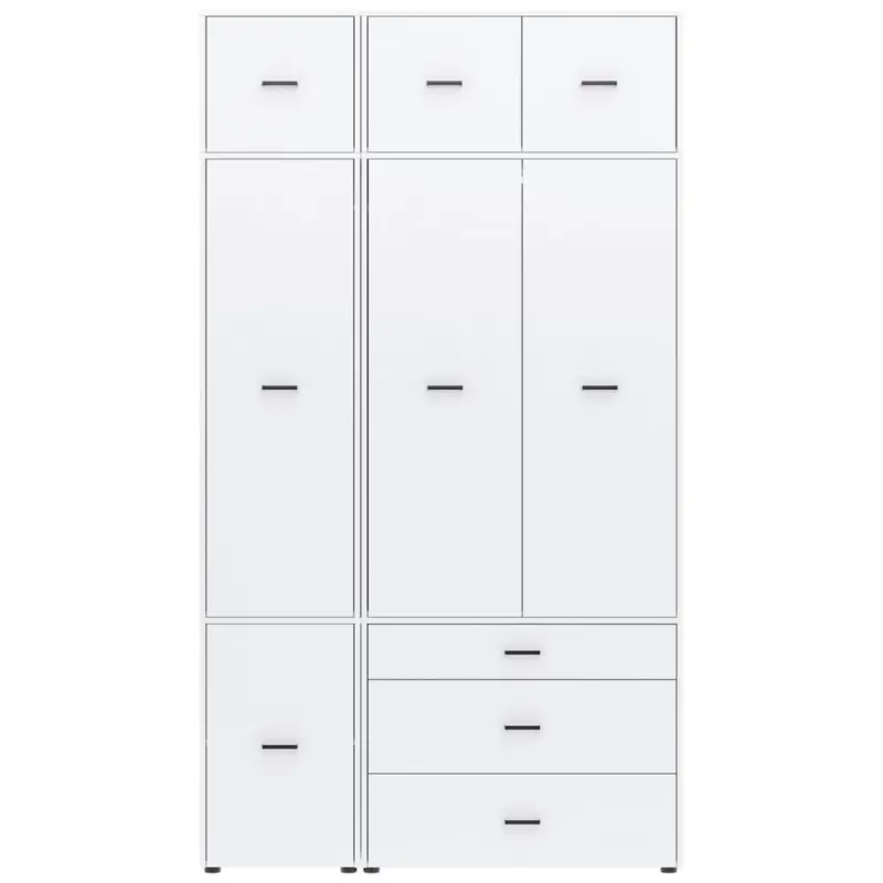 Dreht&uuml;renschrank m. Schubladen 135 cm Kivo, Wei&szlig;