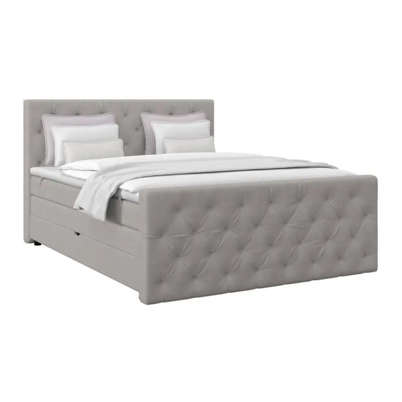 Boxspringbett ELIO Silberfarben 180x200 cm H2