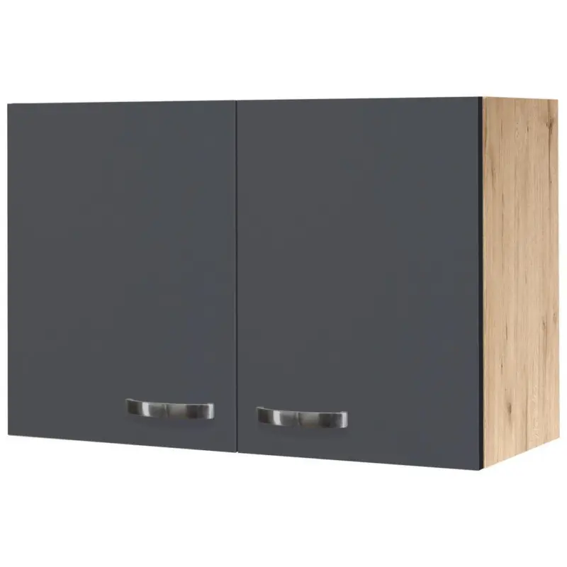 K&uuml;chenoberschrank Shadow 80cm Grau/Eiche Dekor 2 Dreht&uuml;ren