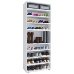 Schuhregal Lona XXL 9 Ablagen Wei&szlig; H: 183 cm