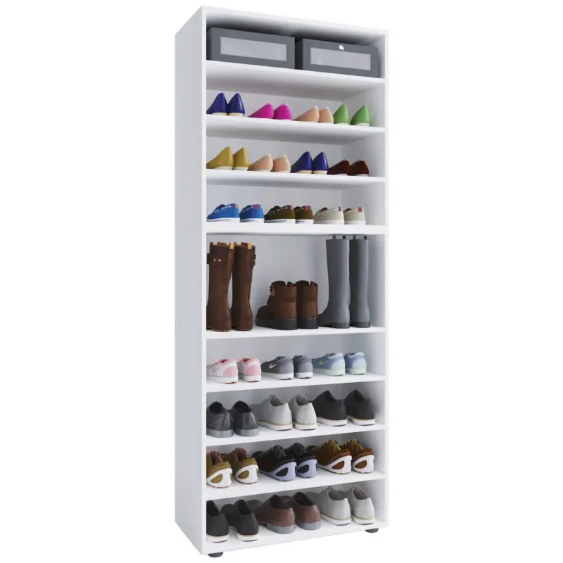 Schuhregal Lona XXL 9 Ablagen Wei&szlig; H: 183 cm