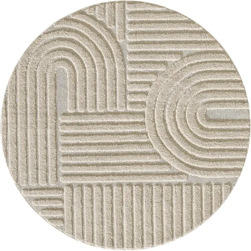 Hochflorteppich rund Beige Art D: 160 cm