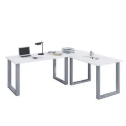 Eckschreibtisch Lona BxH: 50x76 cm Silber/Wei&szlig;