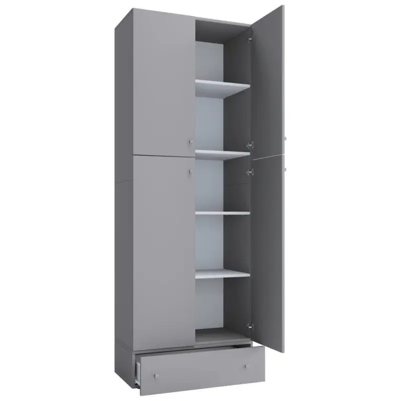 Schuhschrank Lona XXL Grau 4-T&uuml;rig, 1 Lade B: 70 cm