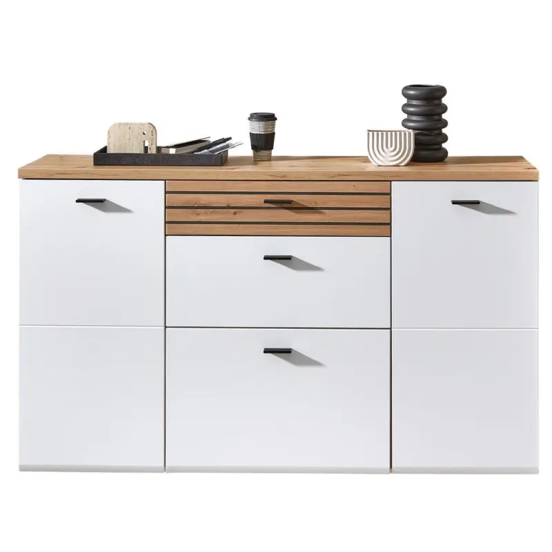 Schuhschrank Fresno Wei&szlig;/Eiche Artisan, B: 150 cm