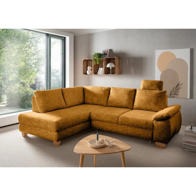 Eckschlafsofa Positano Goldfarben S: 206x265 cm
