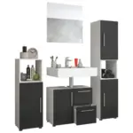 M&ouml;belix Badm&ouml;bel-Set 4--Teilig. Flandu B: 123 cm Schwarz/Wei&szlig;