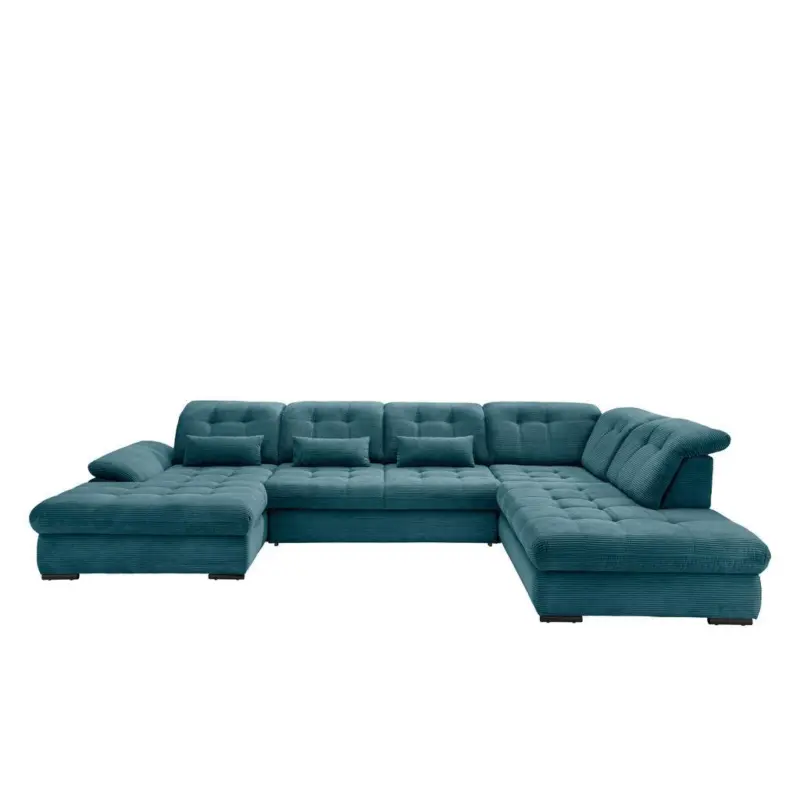 Wohnlandschaft mit Bettkasten Rigatti Petrol B: 387 cm