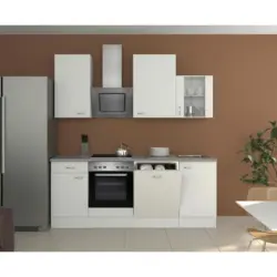 K&uuml;chenzeile Wito m. Ger&auml;ten 220 cm Grau/Wei&szlig; modern