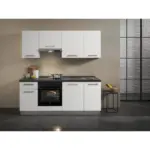 M&ouml;belix K&uuml;chenzeile Belluna m. Ger&auml;ten 210 cm Wei&szlig;/Grau elegant