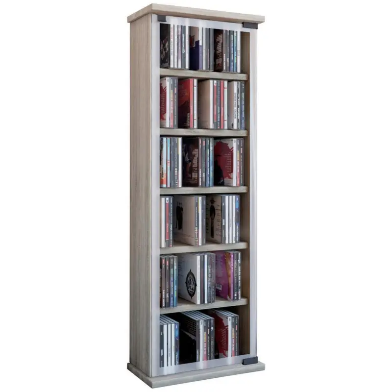 CD Regal mit Glast&uuml;r Classic 31 cm Eiche Dekor