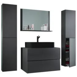 Badm&ouml;bel-Set 5--Teilig. Lendas 147cm Schwarz