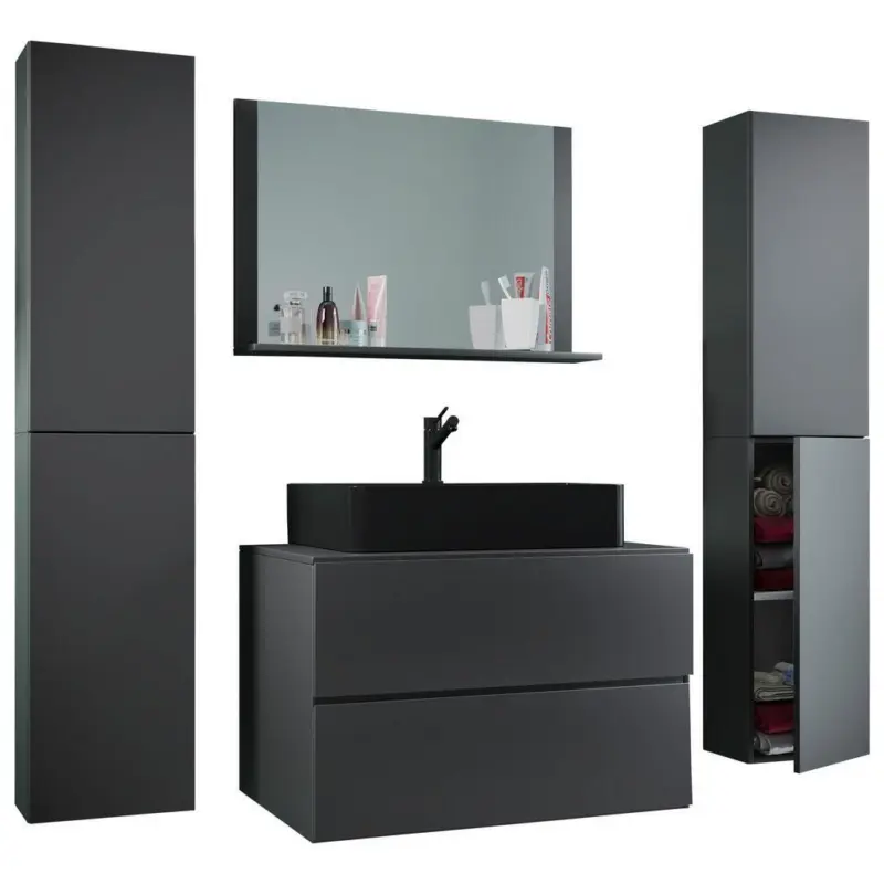 Badm&ouml;bel-Set 5--Teilig. Lendas 147cm Schwarz