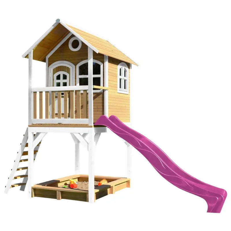 Spielhaus Sarah Braun/Lila/Wei&szlig; B: 370 cm