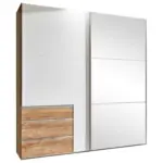 M&ouml;belix Schwebet&uuml;renschrank Level 36 A wei&szlig;/Eiche/Spiegel, B:200cm