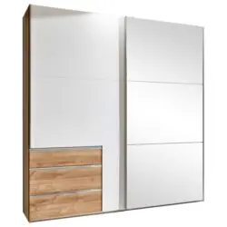 Schwebet&uuml;renschrank Level 36 A wei&szlig;/Eiche/Spiegel, B:200cm