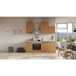 Einbauk&uuml;che K&uuml;chenblock M&ouml;belix Nano Buchefarben/Beige B: 220 cm