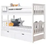 M&ouml;belix Etagenbett Sammy Wei&szlig; Kiefer massiv 90 cm m. Schubladen