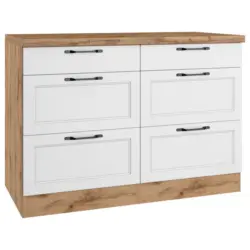 K&uuml;chenunterschrank Meran B: 120 cm Wei&szlig;/Eiche Dekor