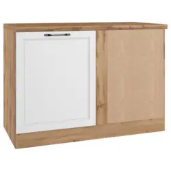 Eckunterschrank Meran B: 120 cm Wei&szlig;/Eiche Dekor
