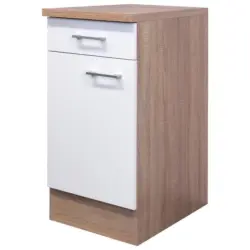 K&uuml;chenunterschrank Samoa B: 40 cm Wei&szlig;/Eiche Dekor mit Lade