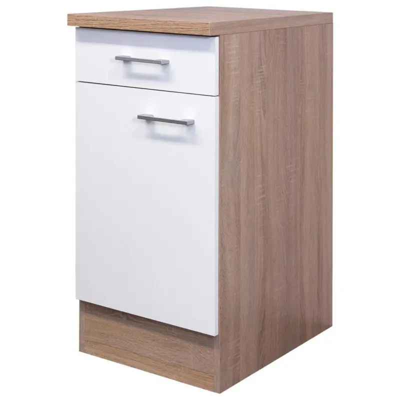 K&uuml;chenunterschrank Samoa B: 40 cm Wei&szlig;/Eiche Dekor mit Lade