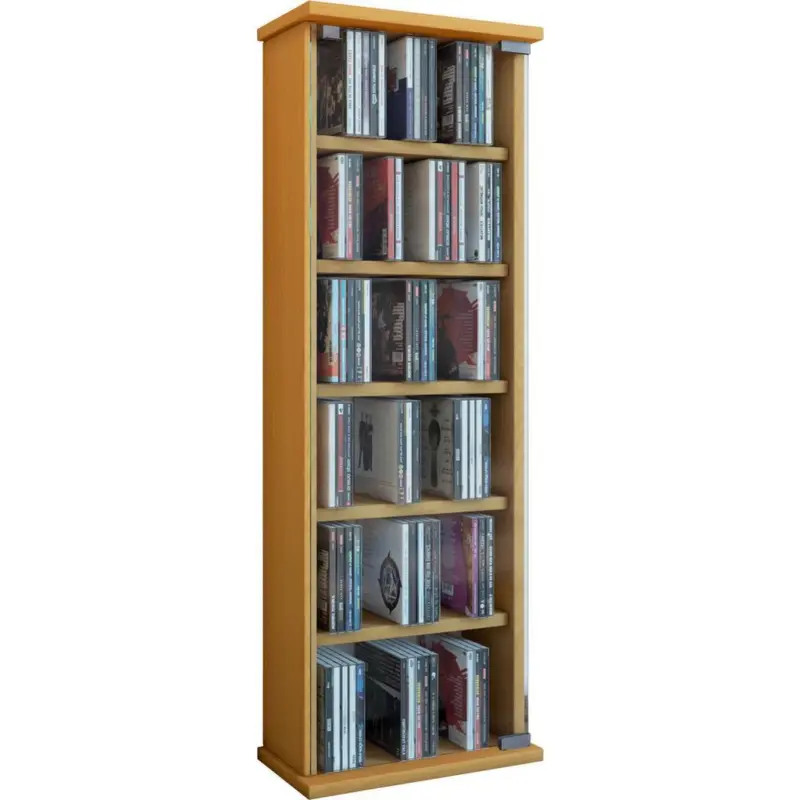 CD Regal mit Glast&uuml;re Vetro 31 cm Buche Dekor