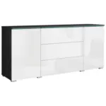 M&ouml;belix Sideboard mit LED 150cm Vera 150, Wei&szlig; Hochglanz