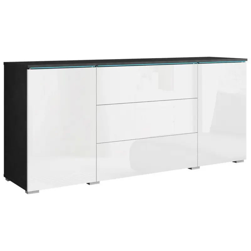 Sideboard mit LED 150cm Vera 150, Wei&szlig; Hochglanz