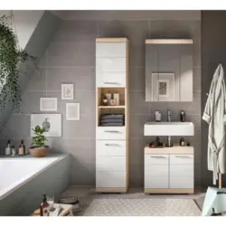 Badezimmer Lambada Eiche Dekor/Wei&szlig; B: 97 cm