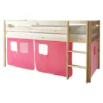 M&ouml;belix Spielbett Malte Rosa Kiefer massiv 90 cm Vorhang Leiter