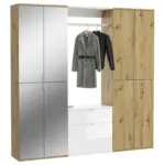 M&ouml;belix Garderobe Projekt X 3-Teilig Wei&szlig;/Eiche Artisan B: 183 cm