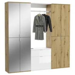 Garderobe Projekt X 3-Teilig Wei&szlig;/Eiche Artisan B: 183 cm
