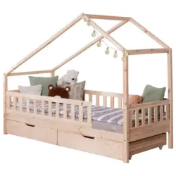 Hausbett Lou Bettschublade Naturfarben B: 100 cm