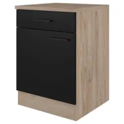 K&uuml;chenunterschrank Capri 60 cm Eiche/Schwarz: