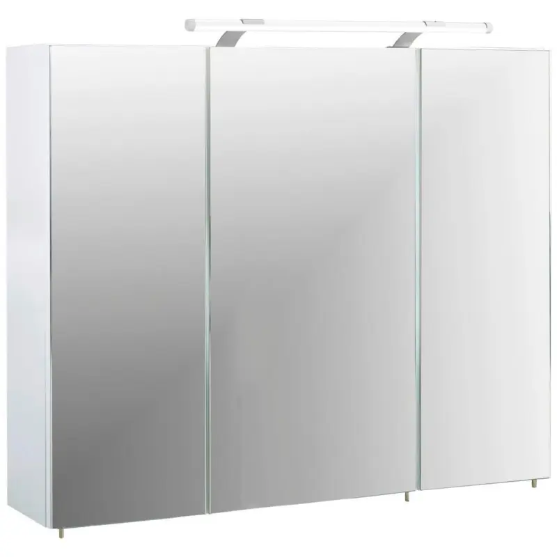 Spiegelschrank Dorina 900 mit LED 3 T&uuml;ren, Wei&szlig;
