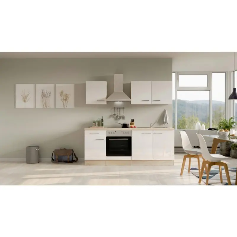 Einbauk&uuml;che K&uuml;chenblock M&ouml;belix Valero Sonoma Eiche/Wei&szlig; B: 210 cm