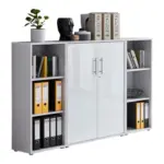 M&ouml;belix Office Edition B: 173 cm Grau/Wei&szlig; Hochglanz